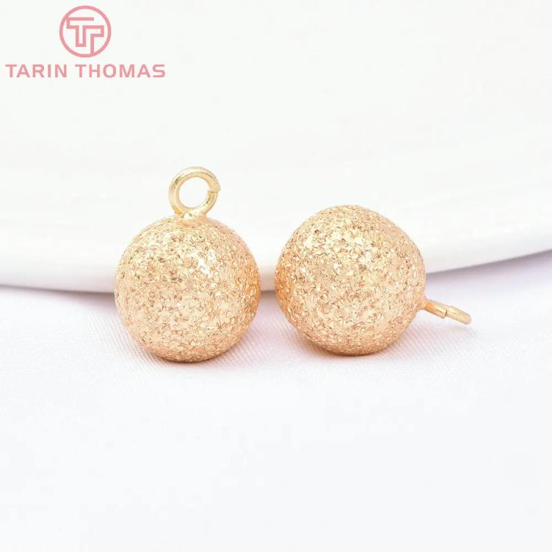 6PCS 10MM 24K Brass Frosted Pendants Tail Bead DIY Jewelry Findings