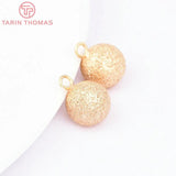 6PCS 10MM 24K Brass Frosted Pendants Tail Bead DIY Jewelry Findings