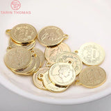 6PCS 24K Brass Queen of England Coin Charms Pendants