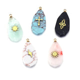5pcs Natural Stone Drop Pendants Jade Turquoise DIY Jewelry