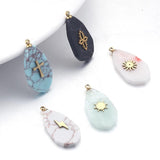 5pcs Natural Stone Drop Pendants Jade Turquoise DIY Jewelry