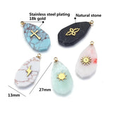 5pcs Natural Stone Drop Pendants Jade Turquoise DIY Jewelry