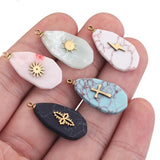 5pcs Natural Stone Drop Pendants Jade Turquoise DIY Jewelry