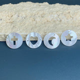 Mother of Pearl Shell Coin Cross Heart Moon Star Pendants for Jewelry Making
