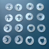 Mother of Pearl Shell Coin Cross Heart Moon Star Pendants for Jewelry Making