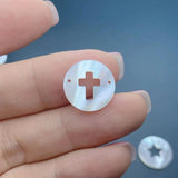 Mother of Pearl Shell Coin Cross Heart Moon Star Pendants for Jewelry Making
