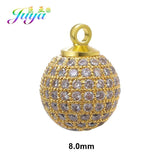 8-12mm CZ Metal Ball Beads Charms for DIY Jewelry Making
