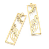 6Pcs/Lot Raw Brass Sun And Waves Bar Charms Pendant
