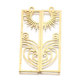 6Pcs/Lot Raw Brass Sun And Waves Bar Charms Pendant