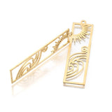 6Pcs/Lot Raw Brass Sun And Waves Bar Charms Pendant
