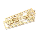 6Pcs/Lot Raw Brass Sun And Waves Bar Charms Pendant