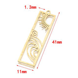 6Pcs/Lot Raw Brass Sun And Waves Bar Charms Pendant