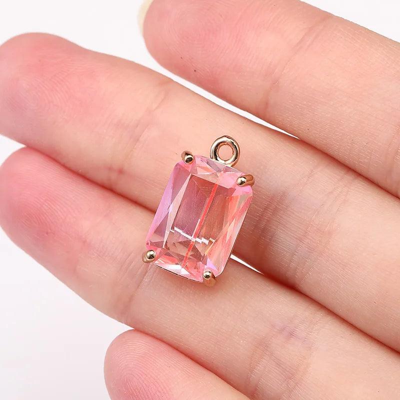 10PCS Metal Geometric Water Drop Crystal Charm Earring Jewelry Making