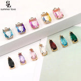 10PCS Metal Geometric Water Drop Crystal Charm Earring Jewelry Making