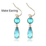 10PCS Metal Geometric Water Drop Crystal Charm Earring Jewelry Making