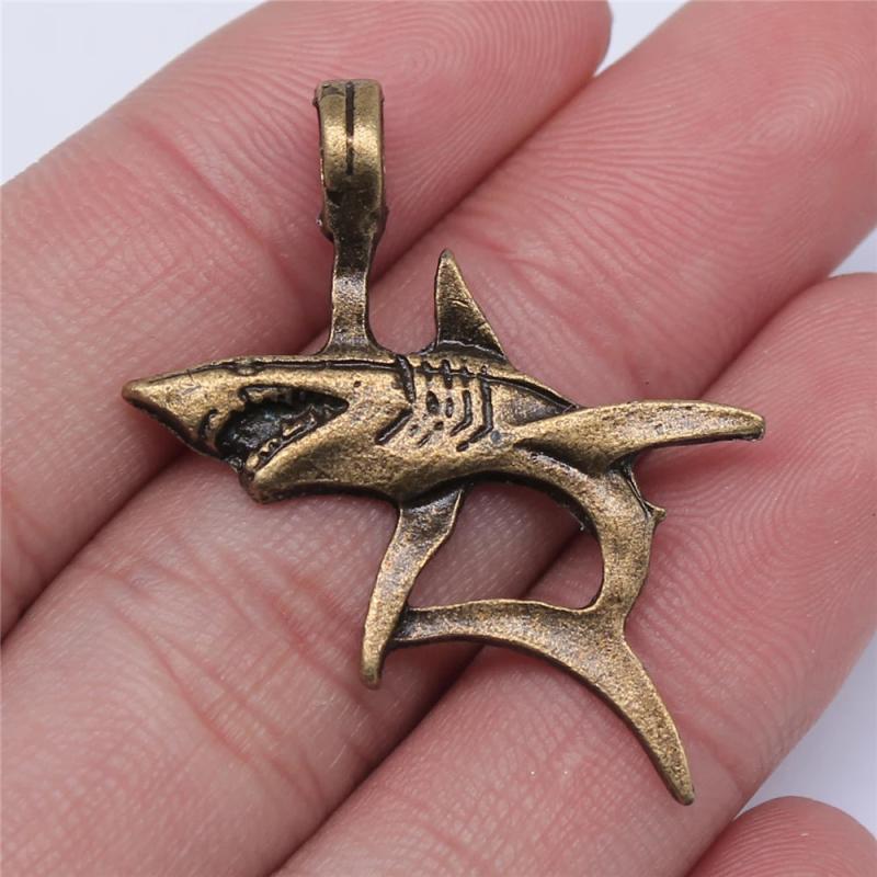 10pcs 33x38mm Shark Charms for Jewelry Making