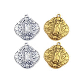 4pcs Our Lady of Guadalupe Metal Charm Beads Pendants Tibetan Silver
