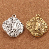 4pcs Our Lady of Guadalupe Metal Charm Beads Pendants Tibetan Silver