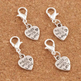 Love Heart Lobster Claw Clasp Charm Beads 26PCS