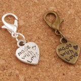 Love Heart Lobster Claw Clasp Charm Beads 26PCS