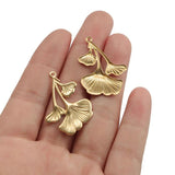 10pcs Brass Ginkgo Leaf Charms Pendant for DIY Jewelry Making