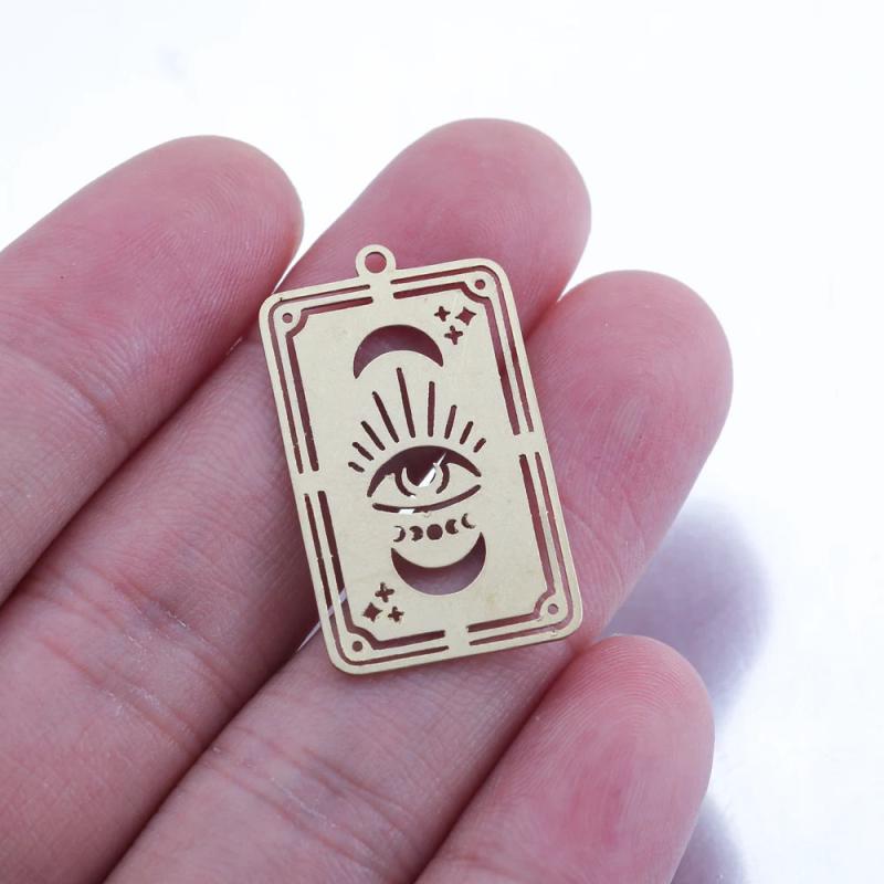 Brass Tarot Card Pendant Moon Phases Mystical Charms for DIY Jewelry