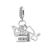 Stethoscope First Aid Kit Pendant Charm Beads Silver Bracelet DIY Jewelry