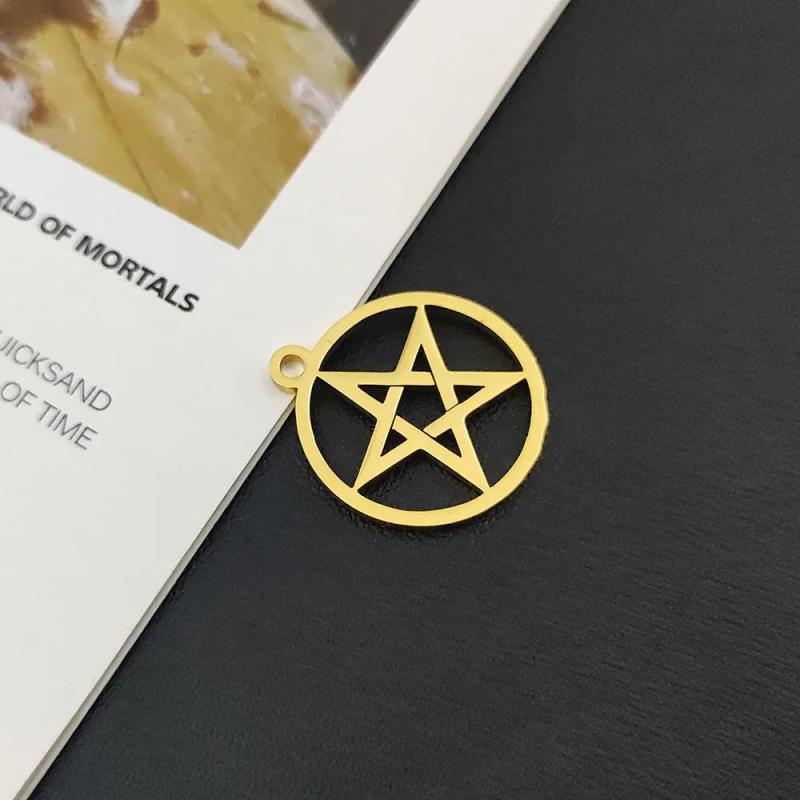 5pcs Small Pentagram Charms Stainless Steel Pendants