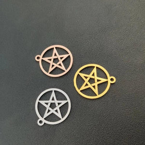 5pcs Small Pentagram Charms Stainless Steel Pendants