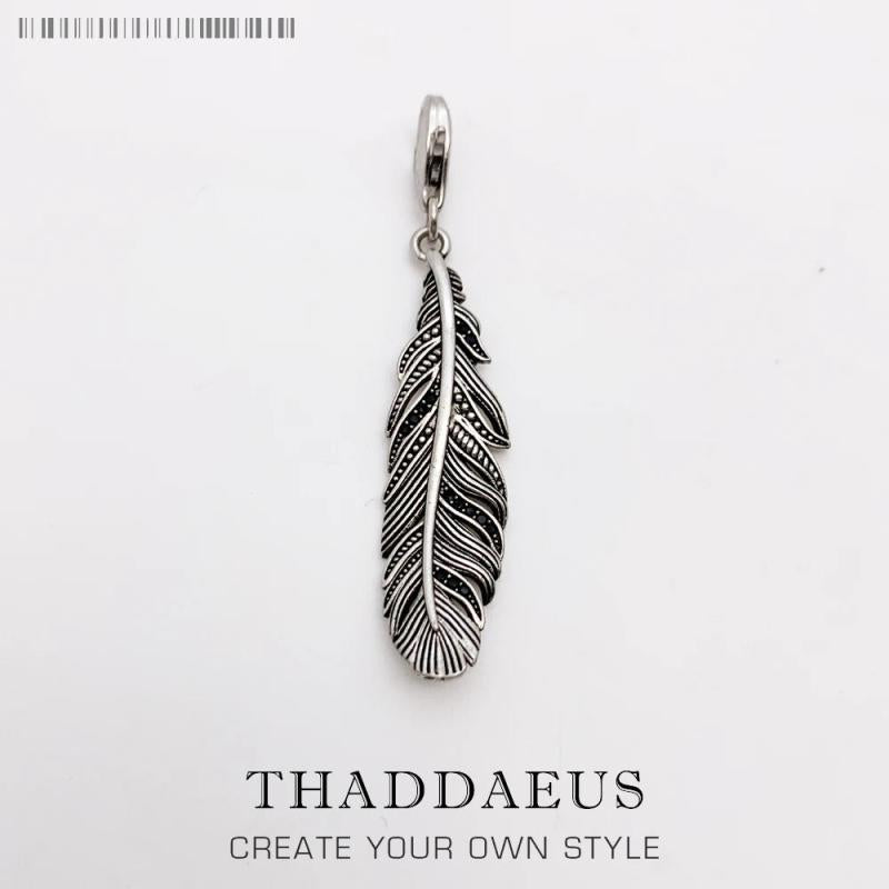 Feather Charm Pendant, Vintage Jewelry for Women Men, Fits Bracelet