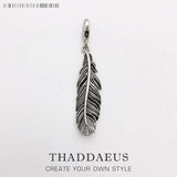 Feather Charm Pendant, Vintage Jewelry for Women Men, Fits Bracelet