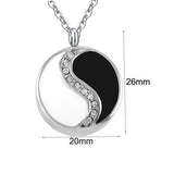 Yin Yang Round Pendant Cremation Jewelry Stainless Necklace Men Women Mom