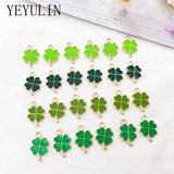 48pcs Enamel Four Leaf Clover Charms Pendant DIY Earrings Bracelet