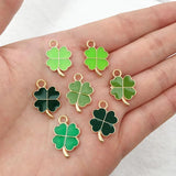 48pcs Enamel Four Leaf Clover Charms Pendant DIY Earrings Bracelet