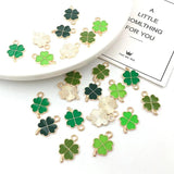 48pcs Enamel Four Leaf Clover Charms Pendant DIY Earrings Bracelet