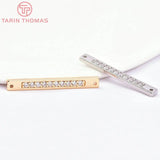 4PCS 4x32MM 24K Brass with Zircon Long Strip Charms Pendants