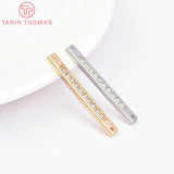 4PCS 4x32MM 24K Brass with Zircon Long Strip Charms Pendants