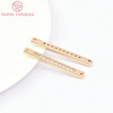 4PCS 4x32MM 24K Brass with Zircon Long Strip Charms Pendants