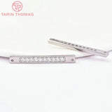 4PCS 4x32MM 24K Brass with Zircon Long Strip Charms Pendants