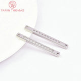 4PCS 4x32MM 24K Brass with Zircon Long Strip Charms Pendants