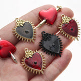 10pcs Red Heart Charms Eye Rose Pendant DIY Jewelry Making Accessories