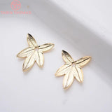 20PCS 14.5x11MM 24K Plated Maple Leaf Charms Pendants Jewelry DIY Accessories