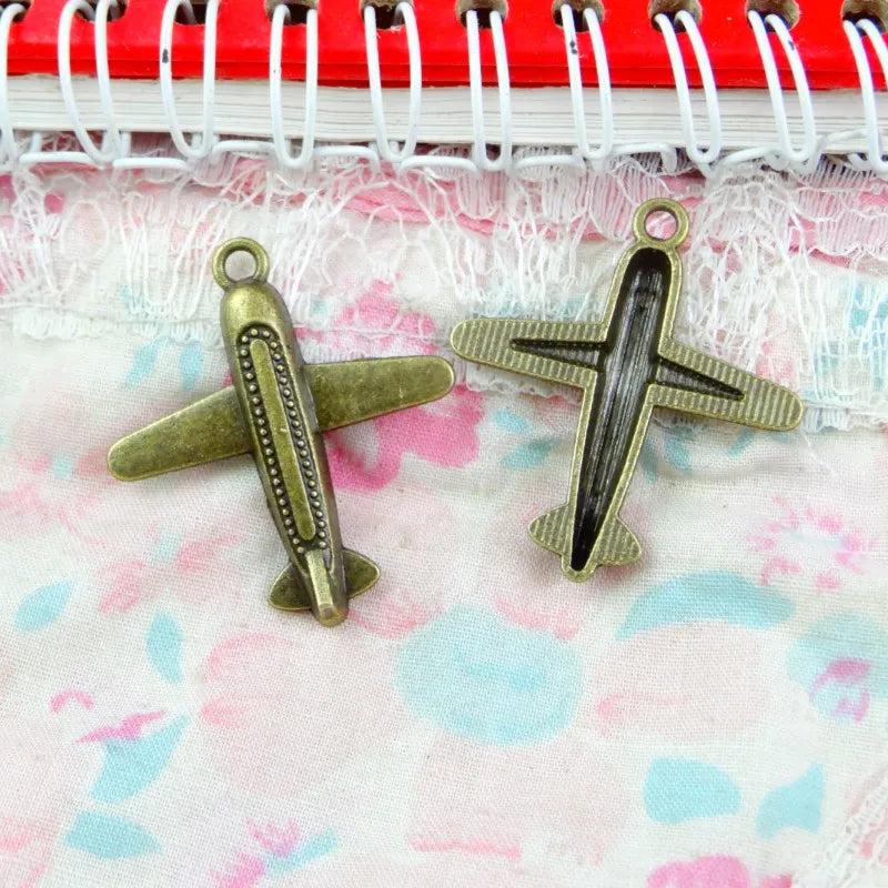 30PCS 35*31.5MM Antique Plane Charms Pendants Diy Jewelry Accessories