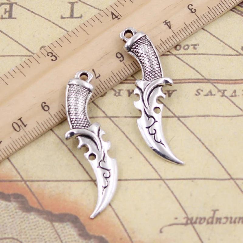 10pcs Dagger Sword Tibetan Silver Pendants Antique Jewelry Making DIY Craft