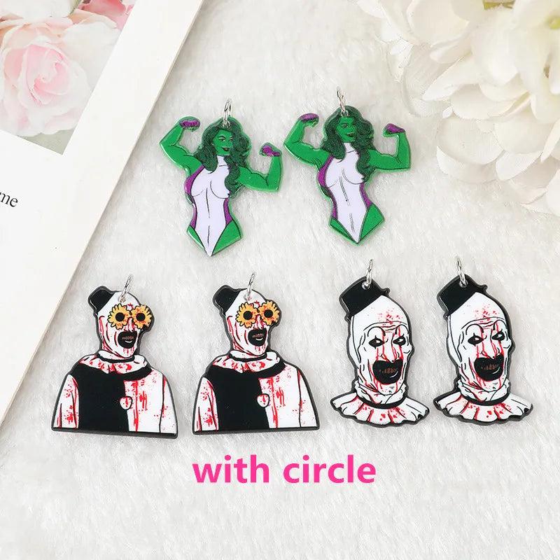 12 pcs Halloween Clown Charms Acrylic Woman Jewelry Findings