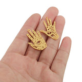 4pcs Raw Brass Hand Craved Evil Eyes Star Charms for DIY Jewelry Making