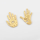 4pcs Raw Brass Hand Craved Evil Eyes Star Charms for DIY Jewelry Making
