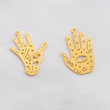 4pcs Raw Brass Hand Craved Evil Eyes Star Charms for DIY Jewelry Making