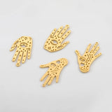 4pcs Raw Brass Hand Craved Evil Eyes Star Charms for DIY Jewelry Making