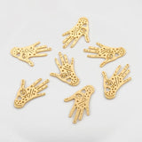 4pcs Raw Brass Hand Craved Evil Eyes Star Charms for DIY Jewelry Making